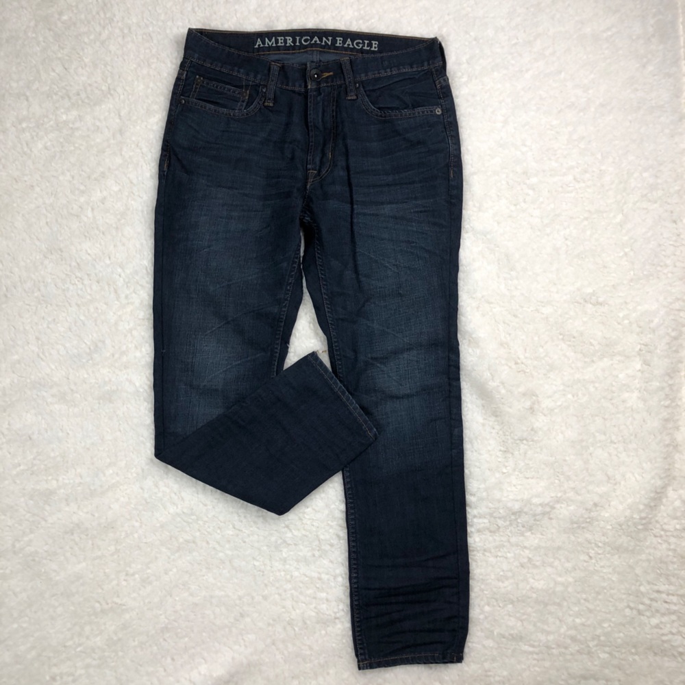 AMERICAN EAGLE Slim Straight Dark Wash Jeans 29x28